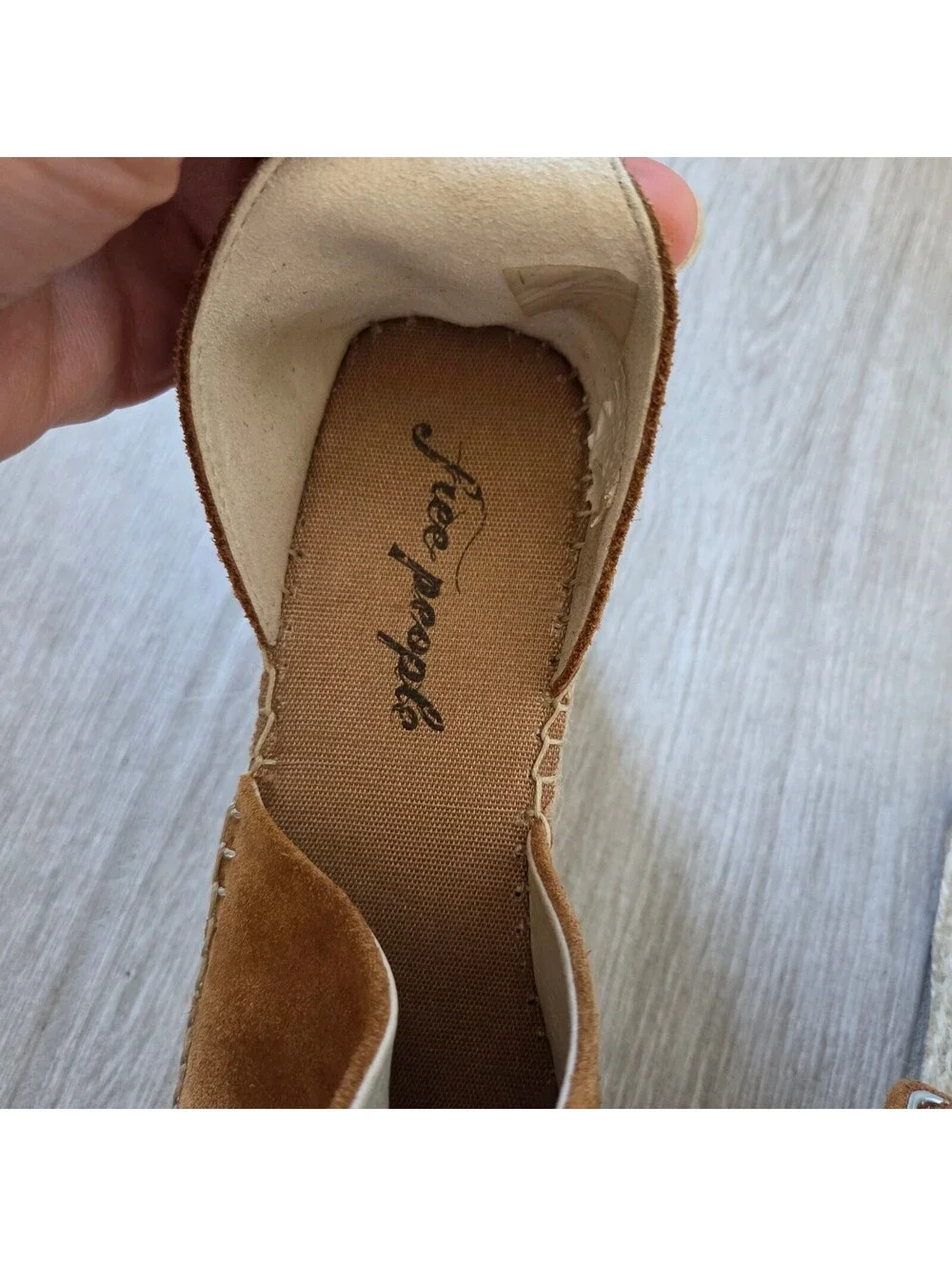 Free People Brown Suede Espadrille Wedge Sandals Size 39